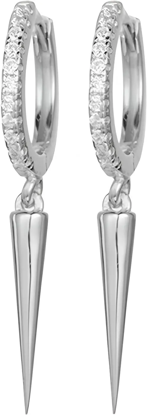 14K Yellow Gold Spike Earrings For Women And Men, 925 Sterling Silver Grunge Earrings Needle Punk Spike Rivet Hoop Earrings Ear Cuff Piercing Earring Gothic, Goth Earrings For Women, Edgy Earrings