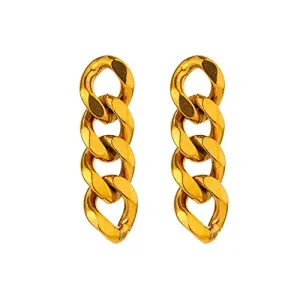 18K Gold Chain Earrings,Bold Chain Earrings,Statement Earrings,Gold Chain Earrings,Gift for Her,Gold Earrings,Earrings,Link Chain Earrings
