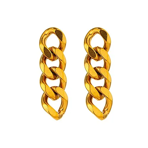 18K Gold Chain Earrings,Bold Chain Earrings,Statement Earrings,Gold Chain Earrings,Gift for Her,Gold Earrings,Earrings,Link Chain Earrings