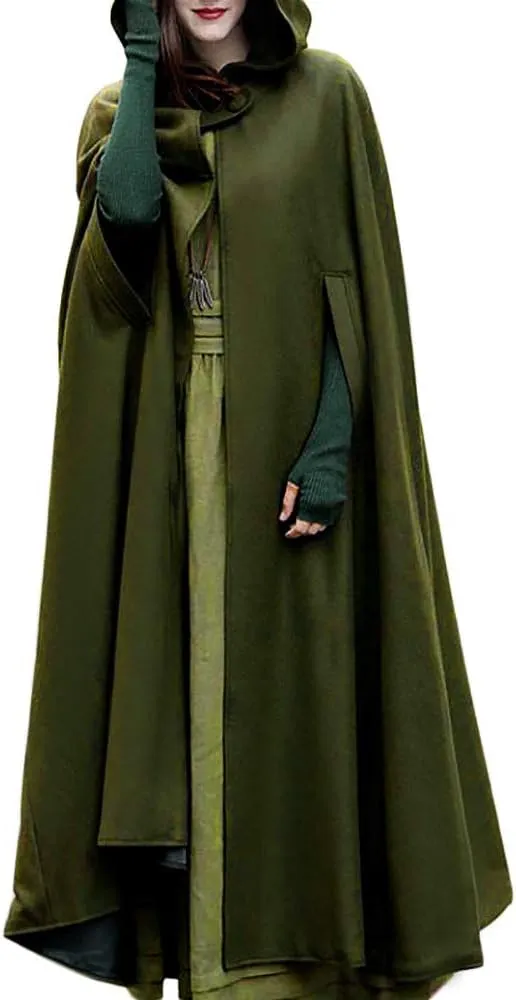 2023 Fall Fashion Windproof Hooded Open Front Cardigan, Women Long Poncho Cape Coat Winter Cloak Trench Outwear Jacket