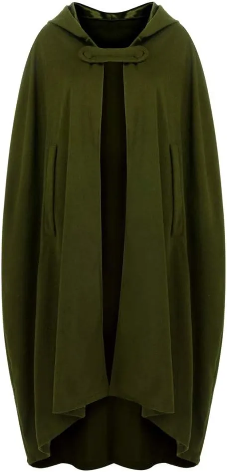 2023 Fall Fashion Windproof Hooded Open Front Cardigan, Women Long Poncho Cape Coat Winter Cloak Trench Outwear Jacket