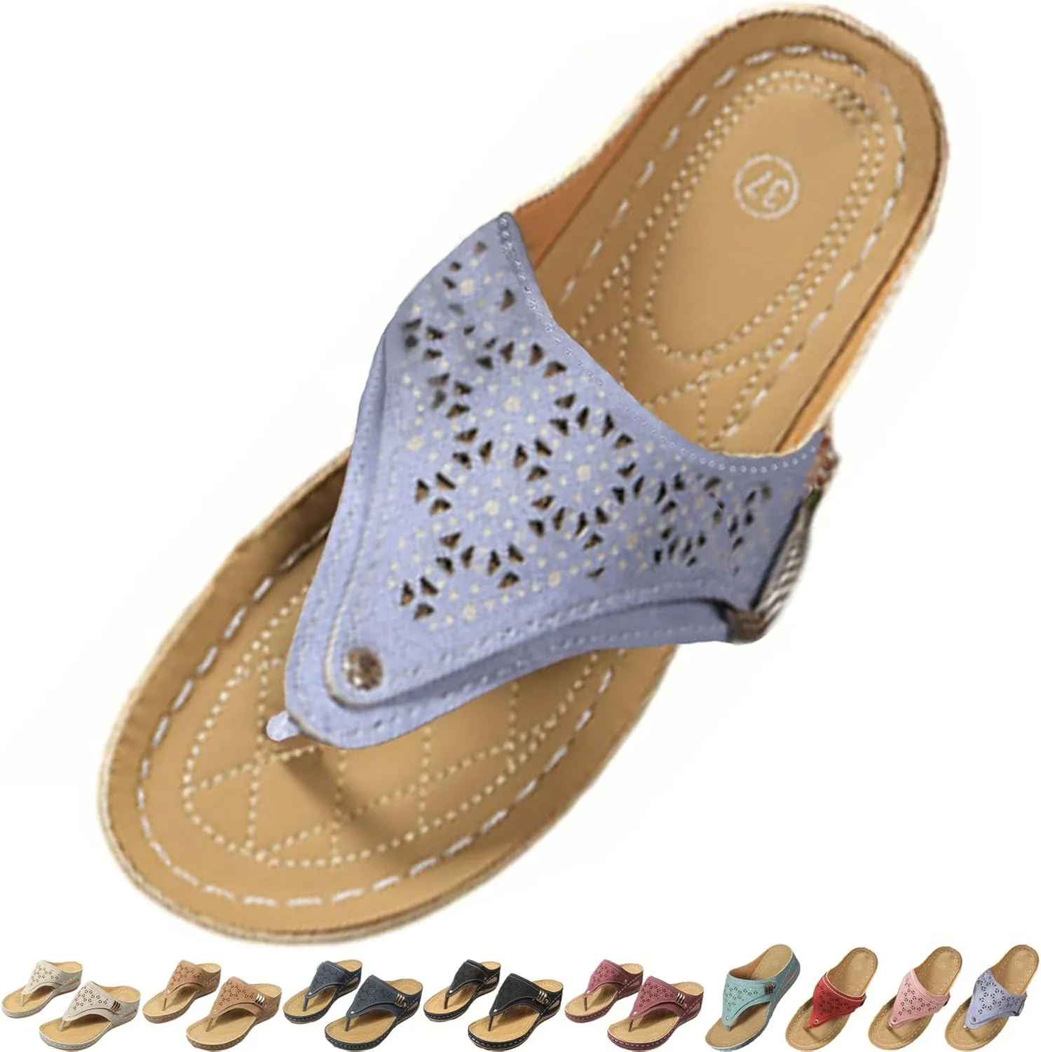 2025 Orthopedic Sandals for Women Flipflops, Sports Sandals Non-Slip 2025 New Womens Wedge Orthopedic Flip-Flops, Women's Open Toe Casual Slipper