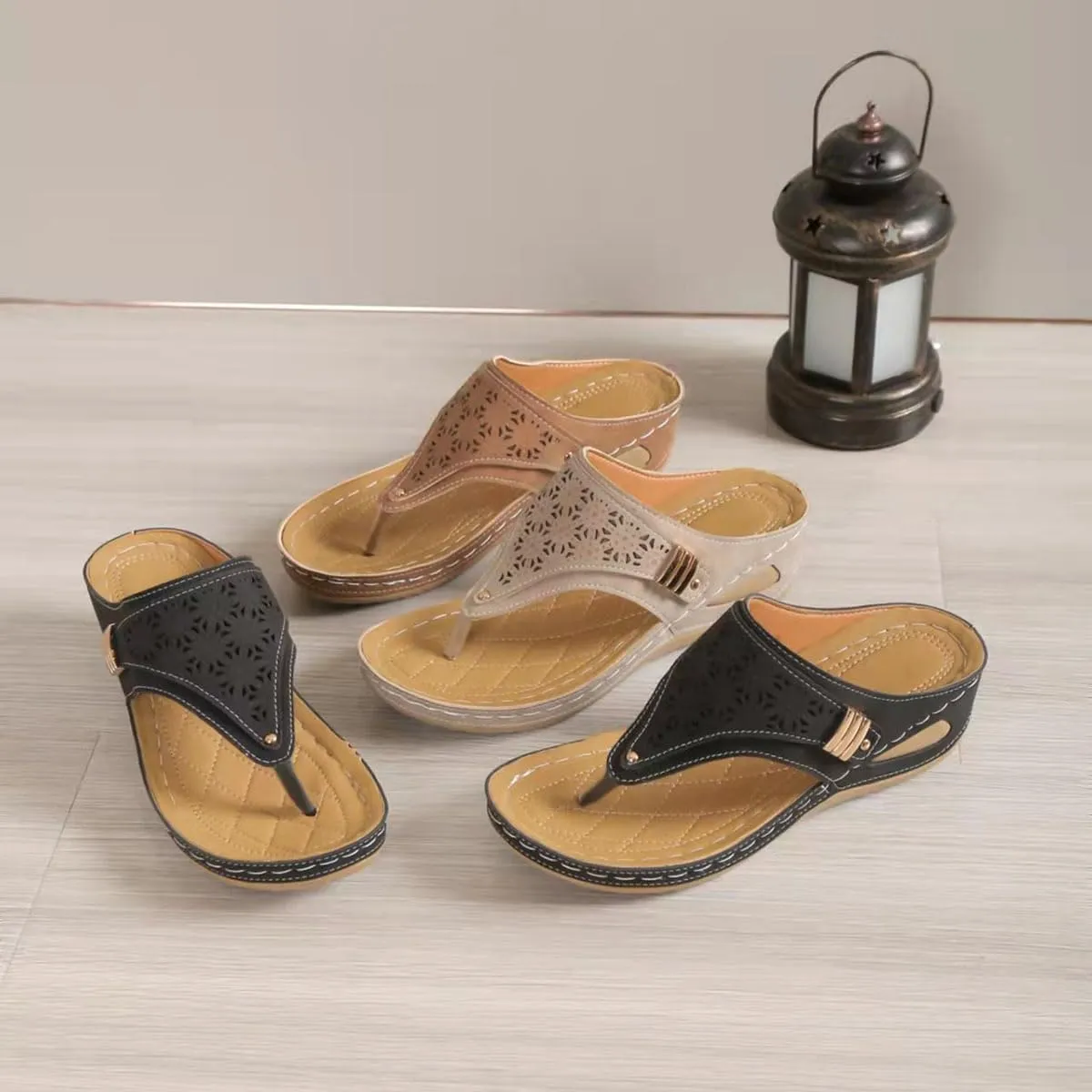 2025 Orthopedic Sandals for Women Flipflops, Sports Sandals Non-Slip 2025 New Womens Wedge Orthopedic Flip-Flops, Women's Open Toe Casual Slipper