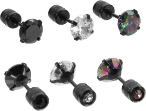 3 Pairs Minimalist Titanium Steel Earrings of Cubic Zirconia Studs for Men Women Versatile for Parties Dates and Daily Wear Comfortable Lightweight Design and Options