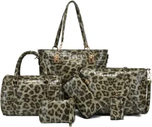 6Pcs Handbags and Purse Set for Women PU Leather Shoulder Tote Bag Crossbody Bag Satchel Top Handle Handbag Bag Wallet