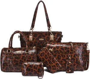 6Pcs Handbags and Purse Set for Women PU Leather Shoulder Tote Bag Crossbody Bag Satchel Top Handle Handbag Bag Wallet