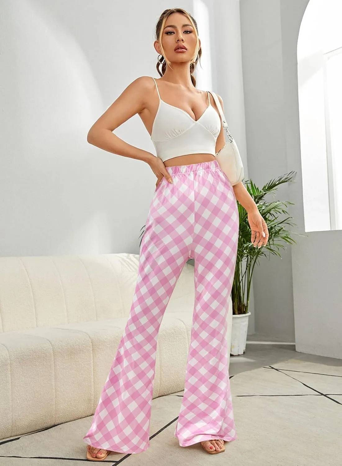 70s Flare Pants for Women - EDC Rave Festival Outfit High Waist Bell Bottom Boho Cute Groovy Disco Trousers