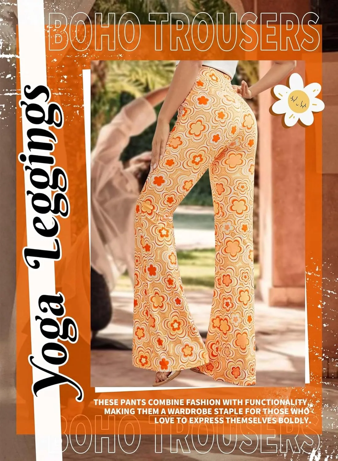 70s Flare Pants for Women - EDC Rave Festival Outfit High Waist Bell Bottom Boho Cute Groovy Disco Trousers