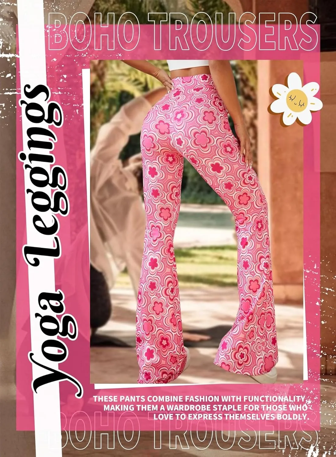 70s Flare Pants for Women - EDC Rave Festival Outfit High Waist Bell Bottom Boho Cute Groovy Disco Trousers