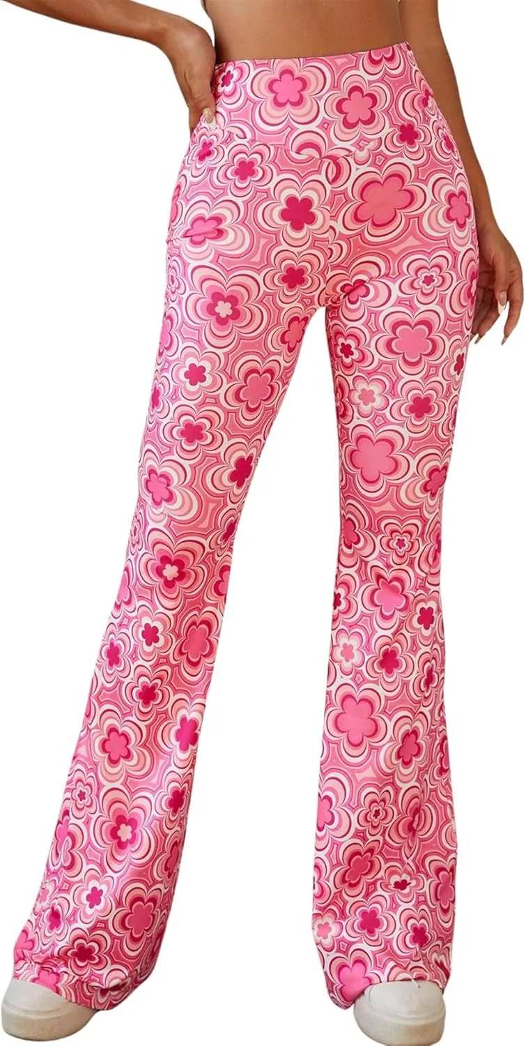 70s Flare Pants for Women - EDC Rave Festival Outfit High Waist Bell Bottom Boho Cute Groovy Disco Trousers
