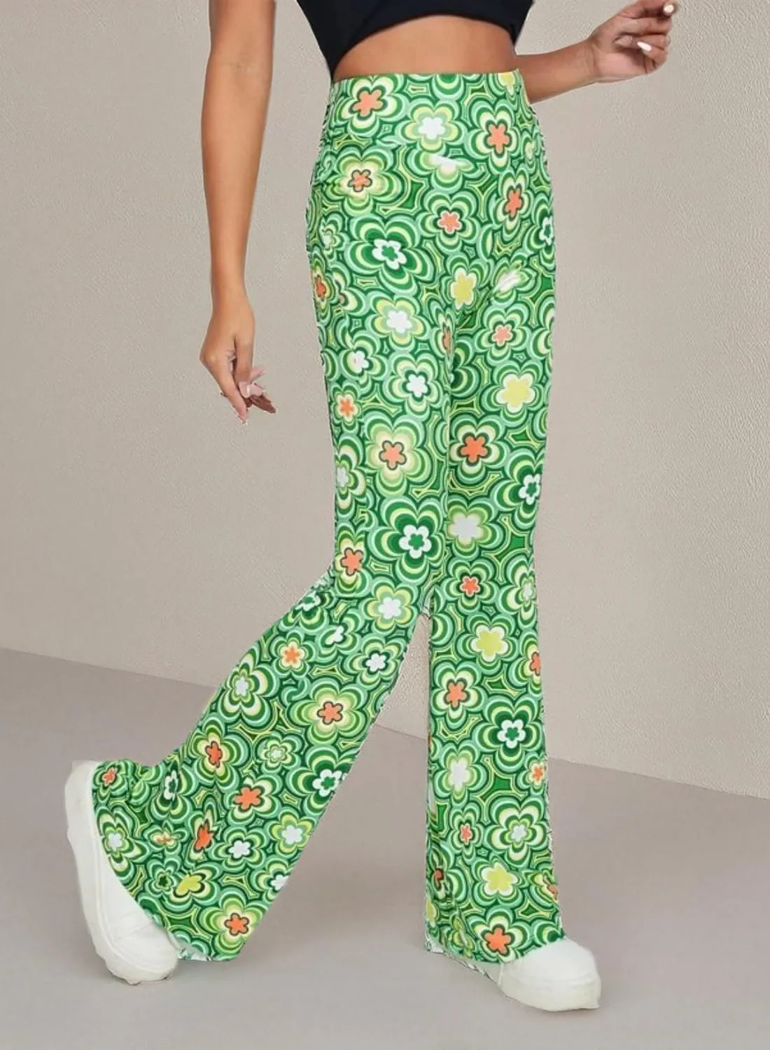 70s Flare Pants for Women - EDC Rave Festival Outfit High Waist Bell Bottom Boho Cute Groovy Disco Trousers