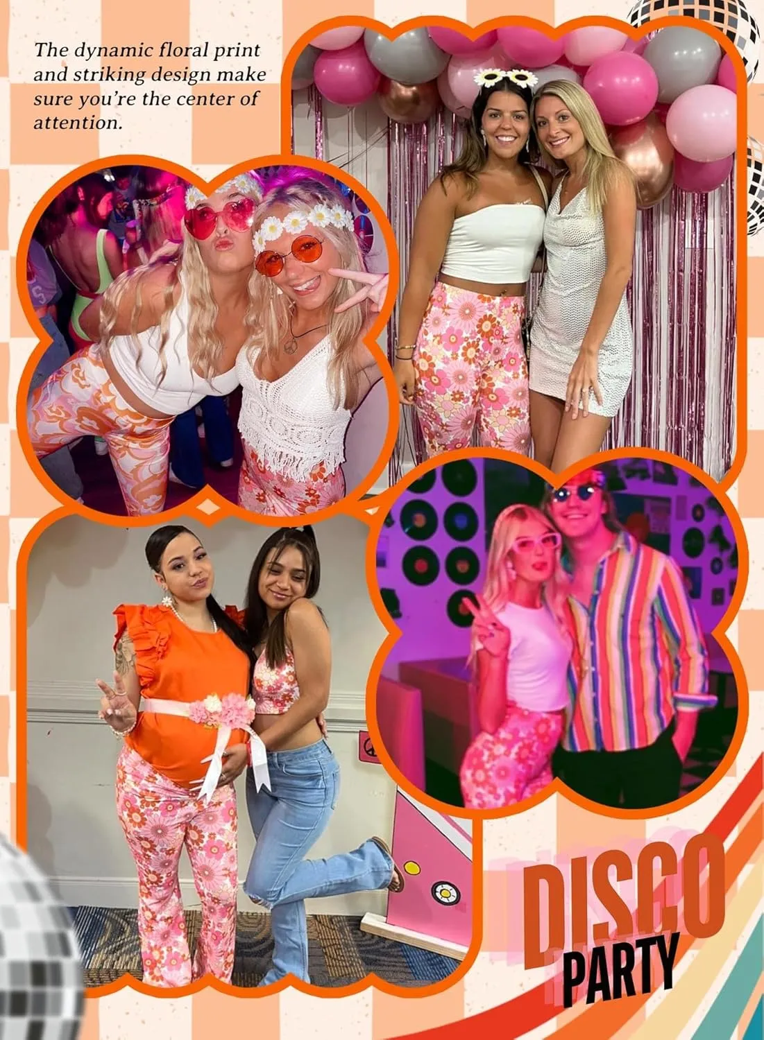 70s Flare Pants for Women - EDC Rave Festival Outfit High Waist Bell Bottom Boho Cute Groovy Disco Trousers