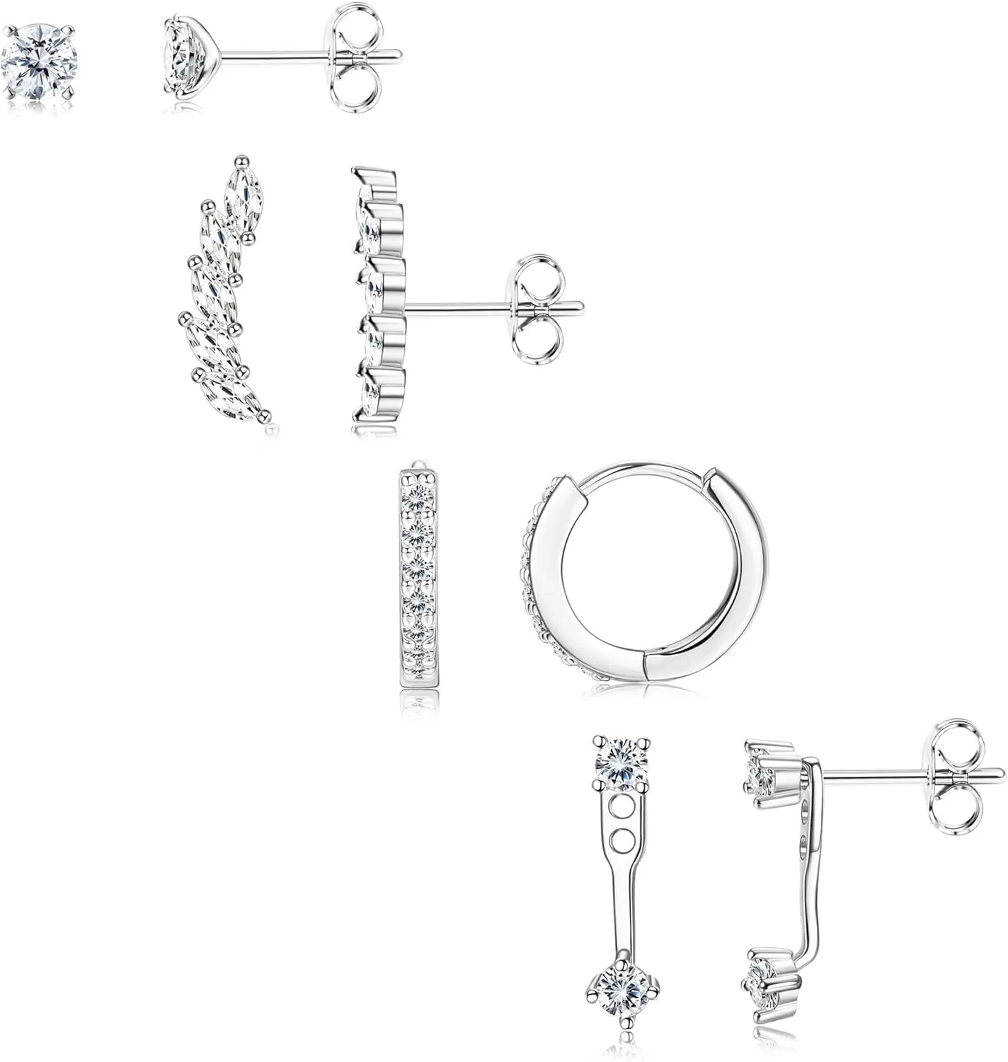 925 Sterling Silver Earrings for Women Trendy - 14K Gold Plated Earrings Set for Multiple Piercing Hypoallergenic Earrings Stacks for Sensitive Ears Dainty Gold Cartilage Earring Studs Pack Small Tragus Helix Cartilage Piercing Jewelry