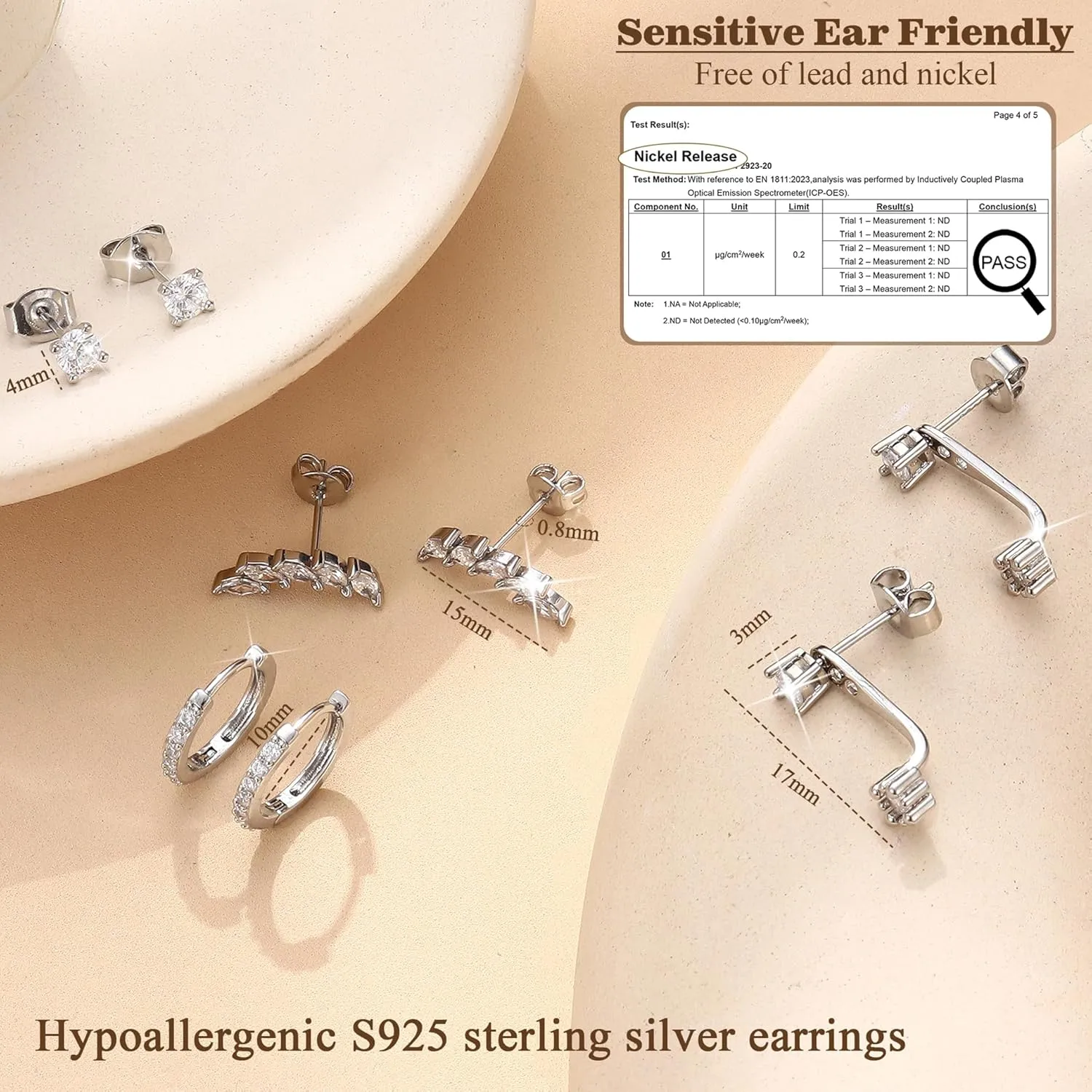 925 Sterling Silver Earrings for Women Trendy - 14K Gold Plated Earrings Set for Multiple Piercing Hypoallergenic Earrings Stacks for Sensitive Ears Dainty Gold Cartilage Earring Studs Pack Small Tragus Helix Cartilage Piercing Jewelry