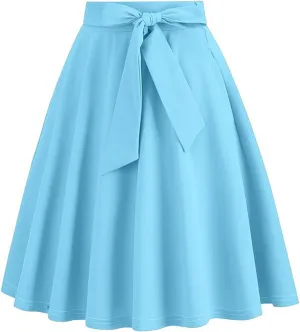 A Line Midi Skirts Women High Waist Pleated Skirts Flowy Vintage Skirts Business Casual Skirts Cocktail Party Skirt