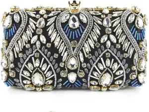 AAGAZA Diamond Rhinestone Clutch Bags Exquisite Female Clutches Pearls Beaded Chain Handbags Wedding Purse Shouler Bag /959 (Color : Preto, Size : One Size)