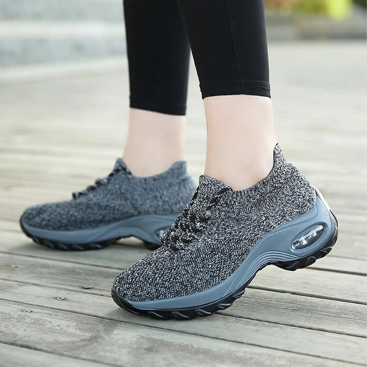 Aceptolcom Women Slip On Walking Shoes Breathable Non Slip Work Shoes Comfortable Air Cushion Orthopedic Sneakers with Arch Support