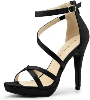 Allegra K Women's Strappy Platform Stiletto Heels Sandals