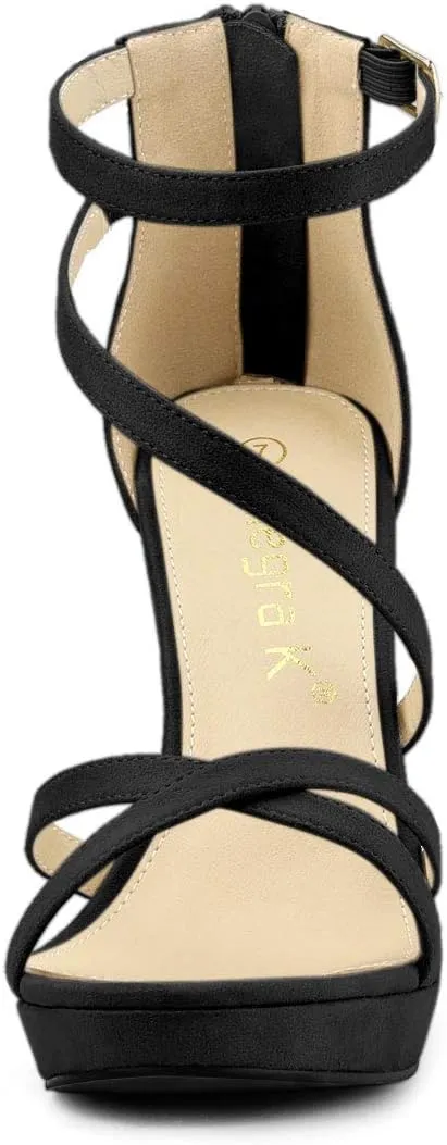 Allegra K Women's Strappy Platform Stiletto Heels Sandals