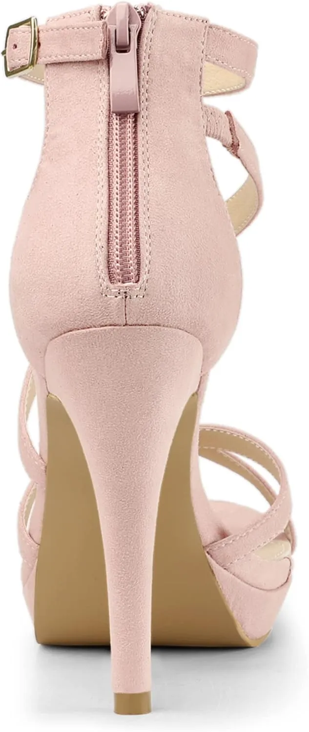 Allegra K Women's Strappy Platform Stiletto Heels Sandals