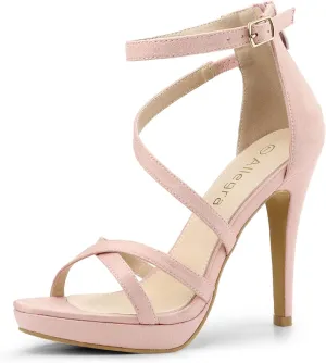Allegra K Women's Strappy Platform Stiletto Heels Sandals