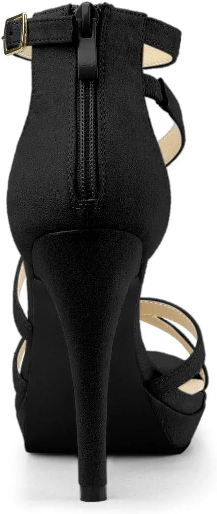 Allegra K Women's Strappy Platform Stiletto Heels Sandals