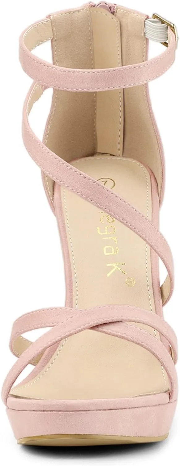 Allegra K Women's Strappy Platform Stiletto Heels Sandals