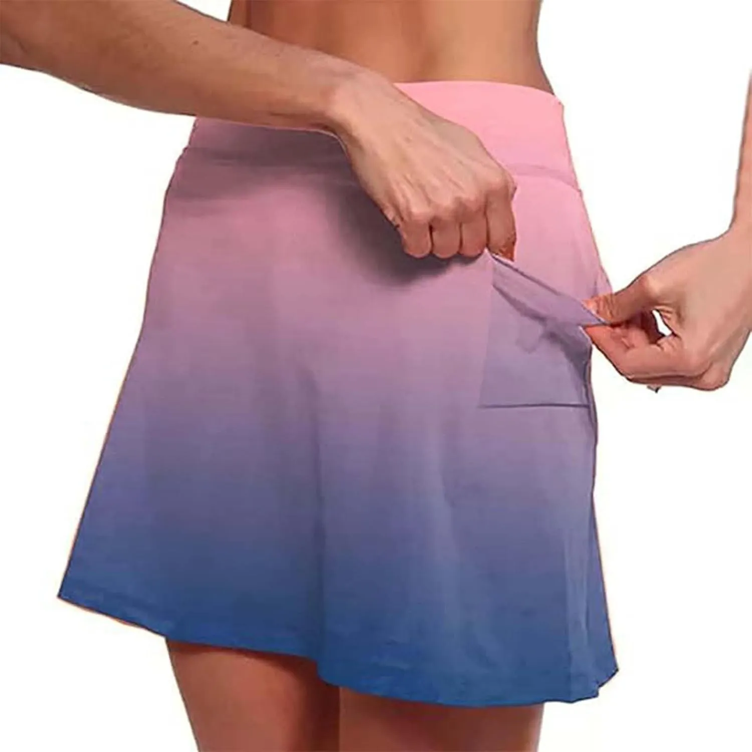 Athletic Skorts with Pockets for Women Casual Tennis Workout Yoga Running Golf Skirts with Shorts Gradient Summer Clothes