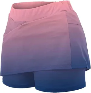 Athletic Skorts with Pockets for Women Casual Tennis Workout Yoga Running Golf Skirts with Shorts Gradient Summer Clothes