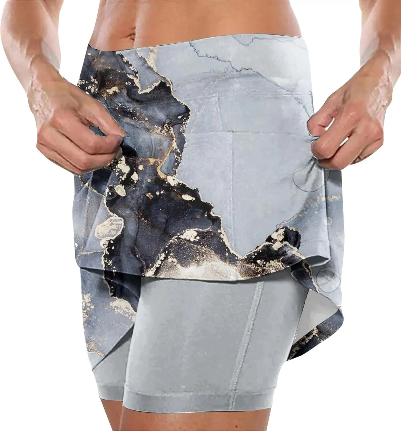 Athletic Tennis Skorts for Woman Floral Print High Waisted Skirts Summer Golf Yoga Skirt with Shorts Underneath