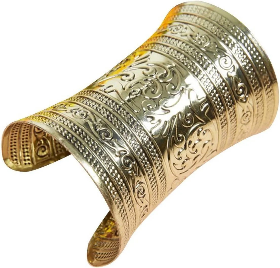 AvaCostume Bronze Tribal Gold Cuff Bracelet for Cosplay or Belly Dance