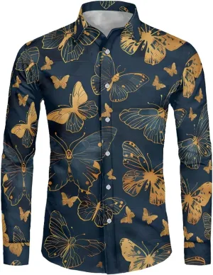 Biyejit Men's Muscle Fit Dress Shirts Wrinkle-Free Long Sleeve Casual Button Down Shirt Size XS-6XL