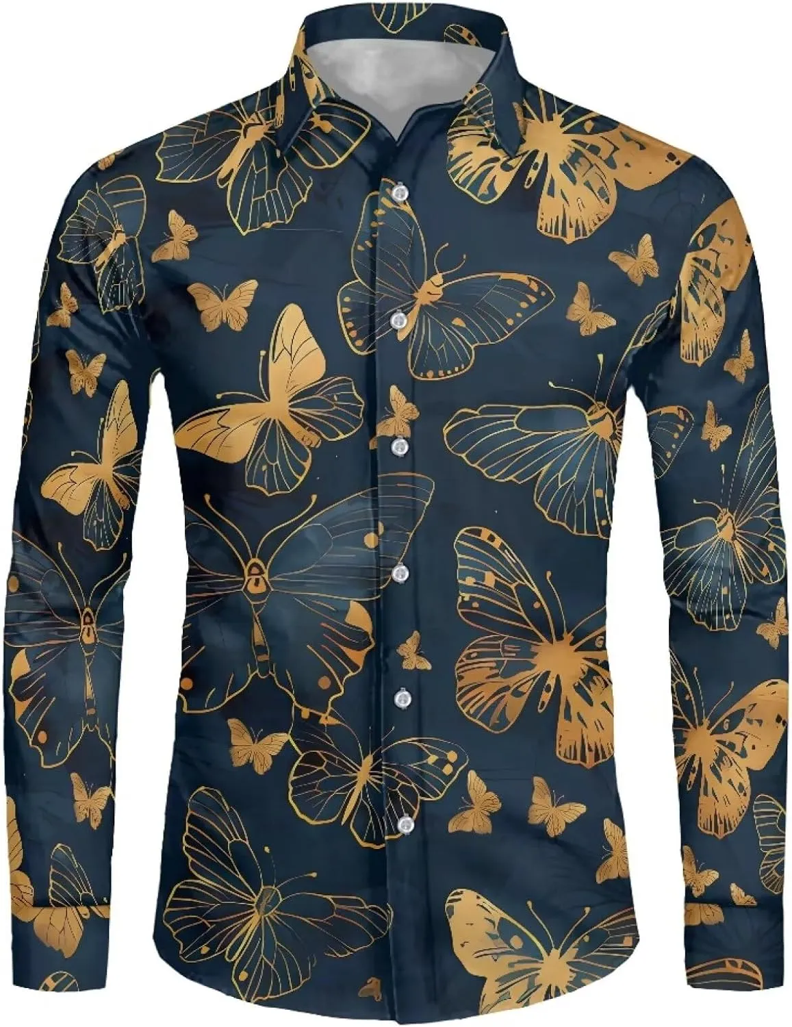 Biyejit Men's Muscle Fit Dress Shirts Wrinkle-Free Long Sleeve Casual Button Down Shirt Size XS-6XL
