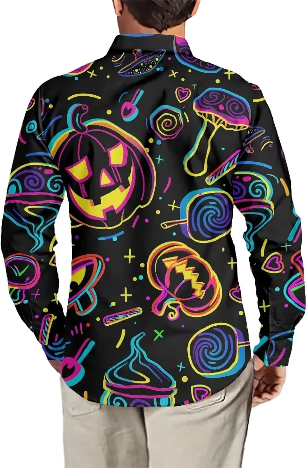 Biyejit Men's Shirt Long Sleeves Novelty Printed Button Down Dress Shirts Regular Fit XS-6XL