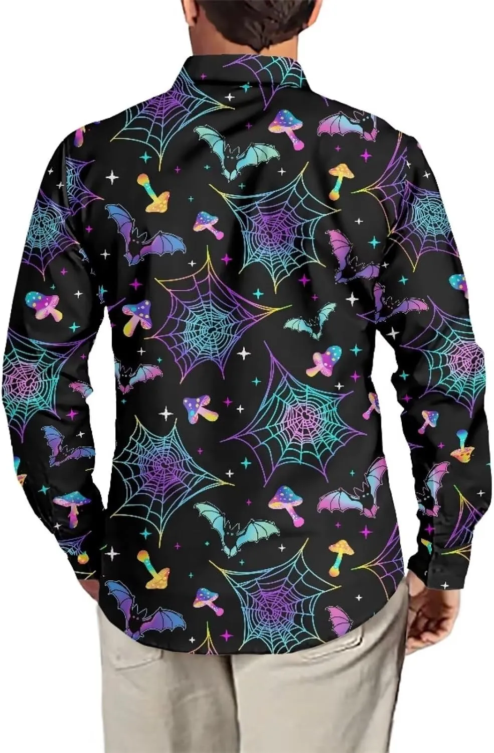 Biyejit Men's Shirt Long Sleeves Novelty Printed Button Down Dress Shirts Regular Fit XS-6XL