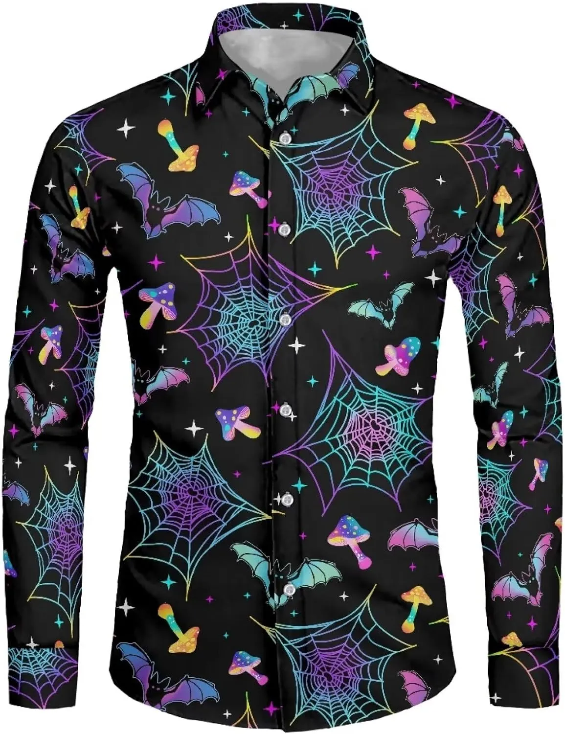 Biyejit Men's Shirt Long Sleeves Novelty Printed Button Down Dress Shirts Regular Fit XS-6XL