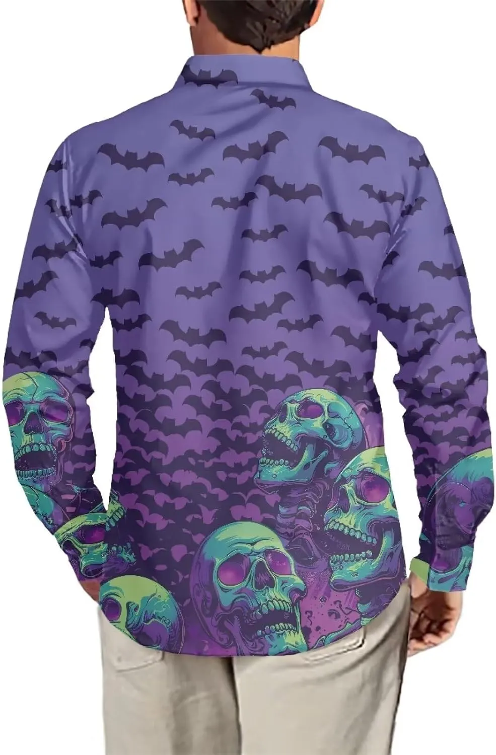 Biyejit Men's Shirt Long Sleeves Novelty Printed Button Down Dress Shirts Regular Fit XS-6XL