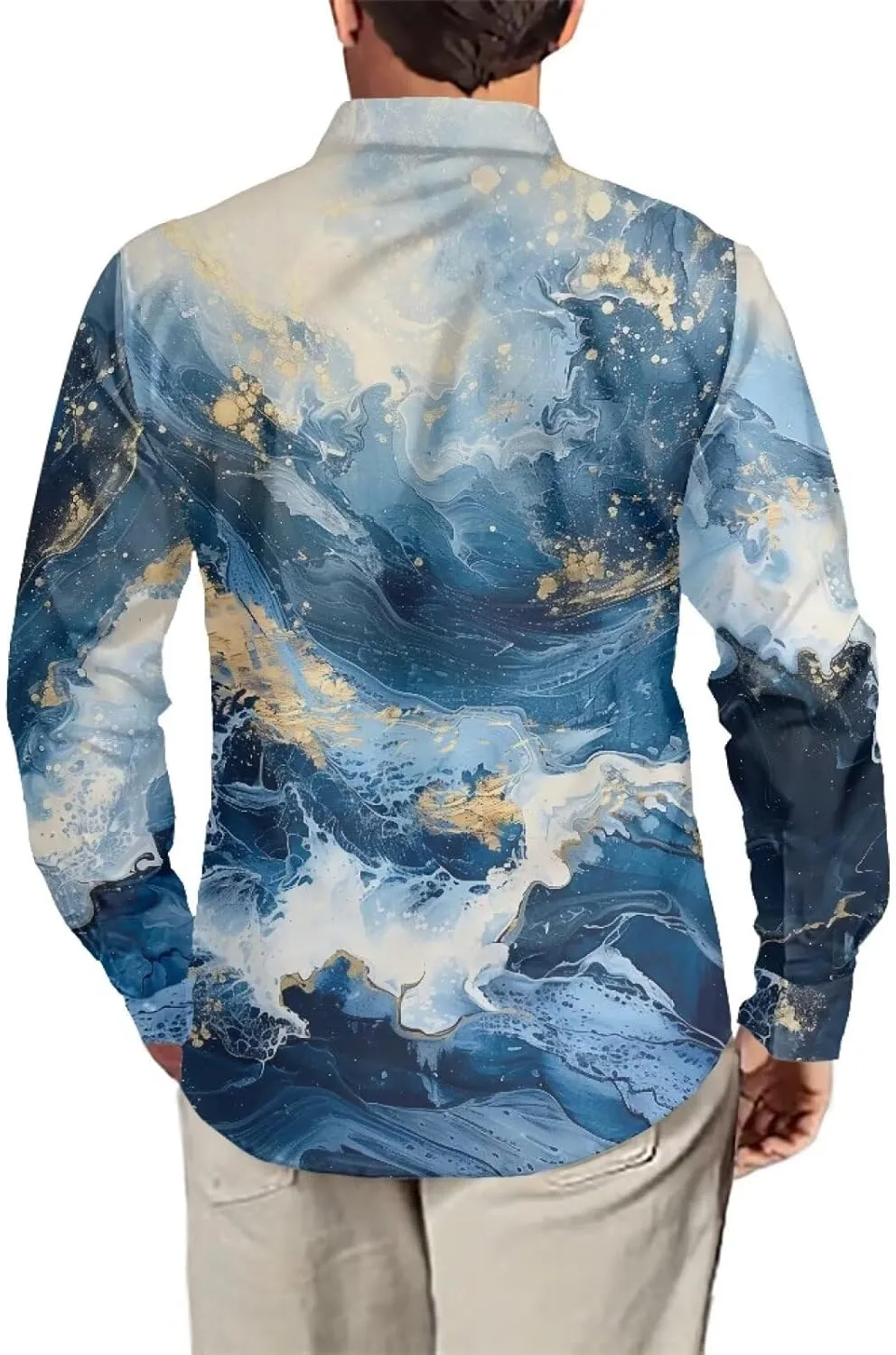Biyejit Men's Shirt Long Sleeves Novelty Printed Button Down Dress Shirts Regular Fit XS-6XL