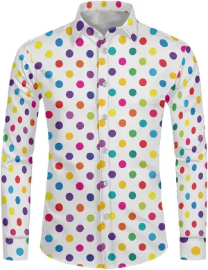 Biyejit Men's Shirt Long Sleeves Novelty Printed Button Down Dress Shirts Regular Fit XS-6XL