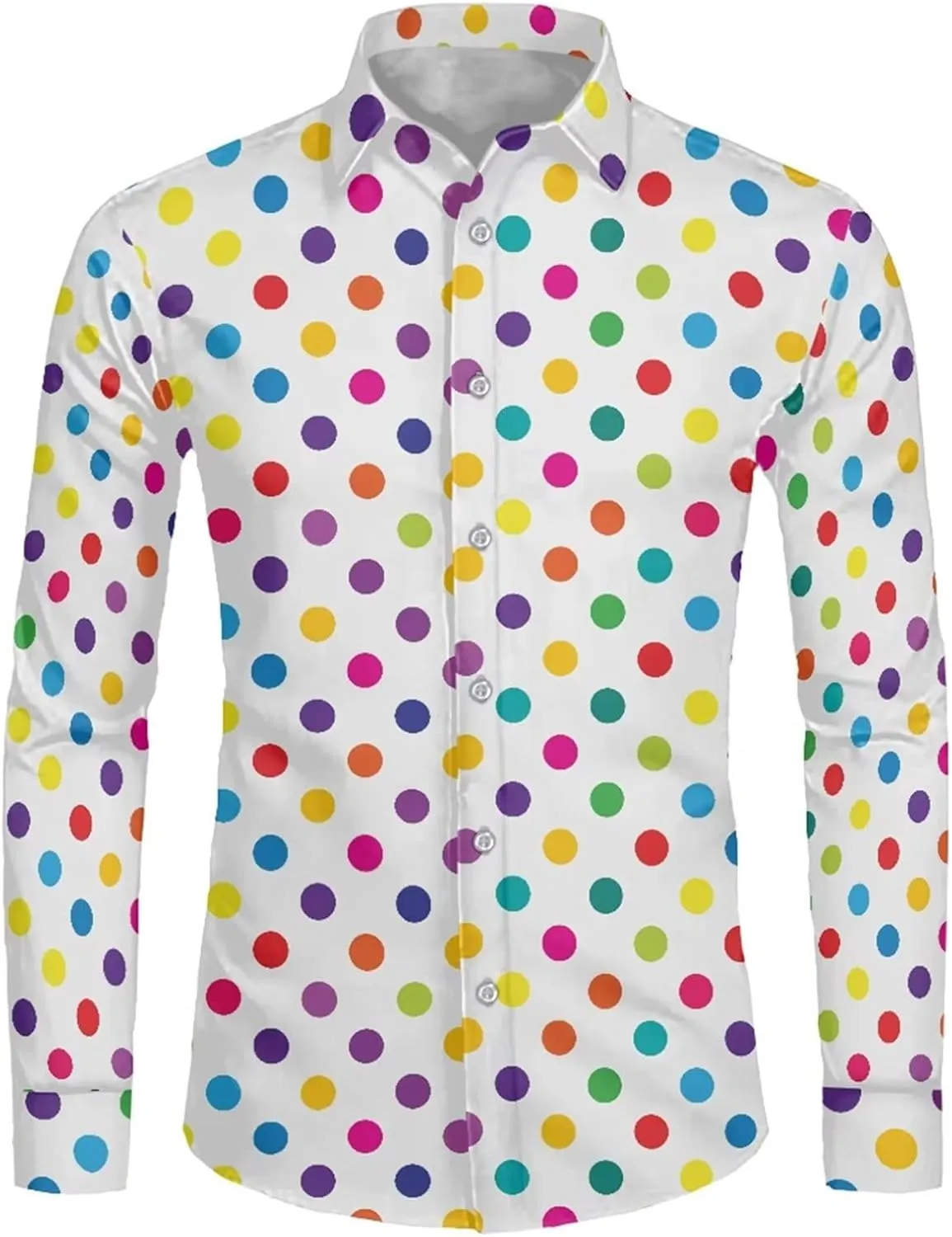 Biyejit Men's Shirt Long Sleeves Novelty Printed Button Down Dress Shirts Regular Fit XS-6XL