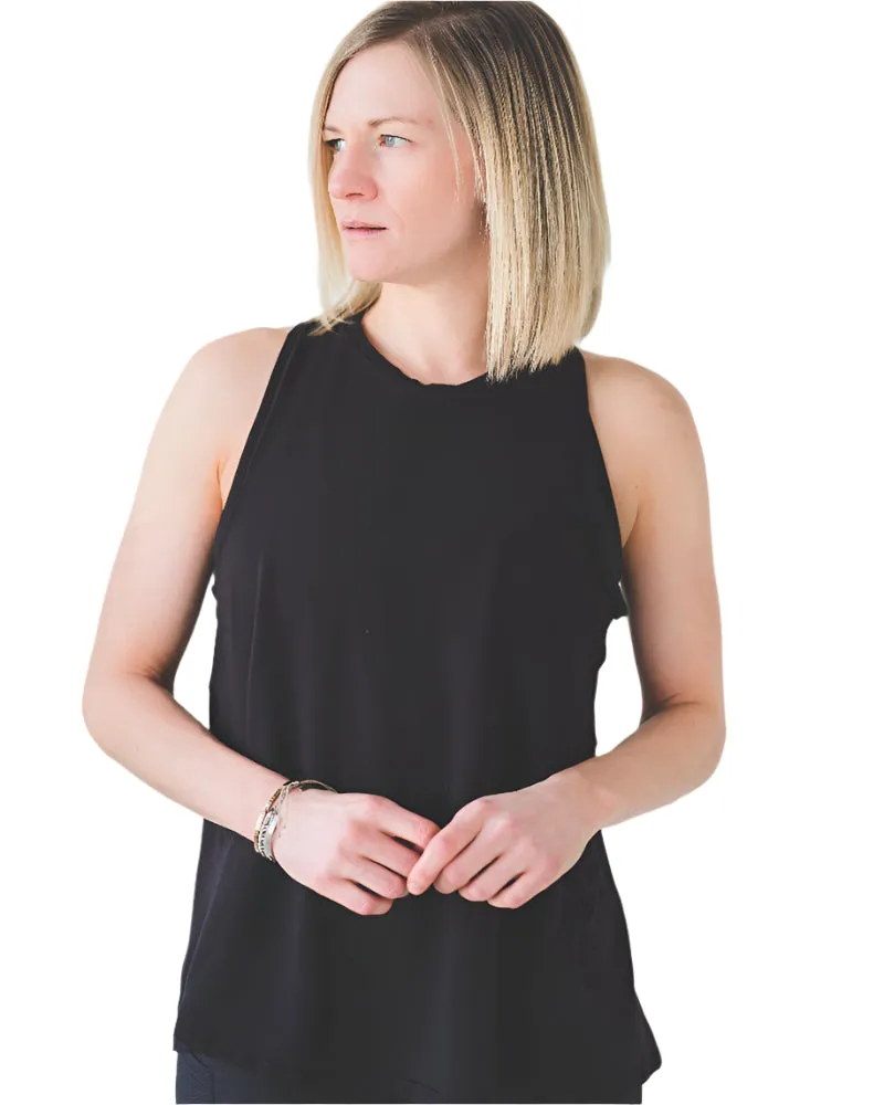 Black Split-Back Yoga Tank