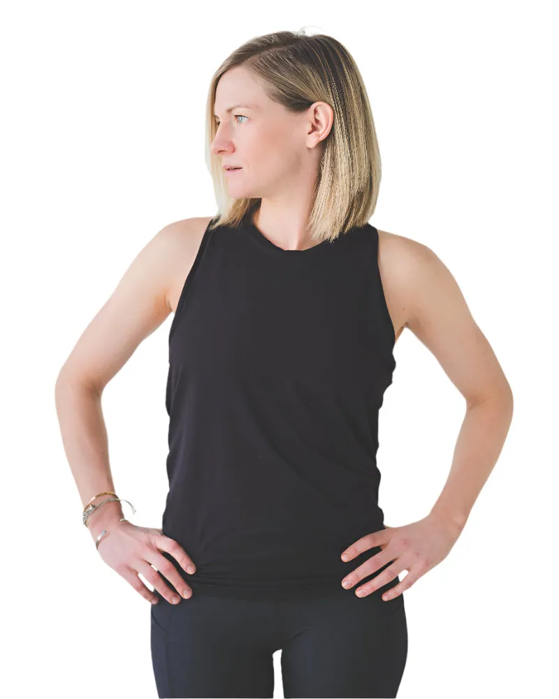 Black Split-Back Yoga Tank