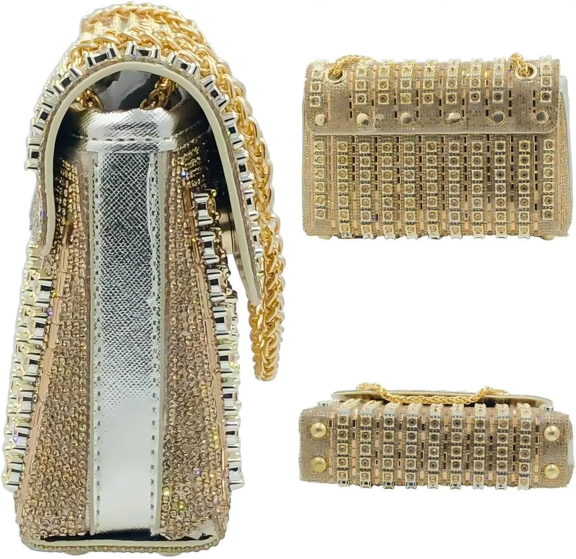 Boutique De FGG Rhinestone Clutch Purse Sparkling Diamond Women Evening Bags and Clutches Party Wedding Crystal Clutch,Mini