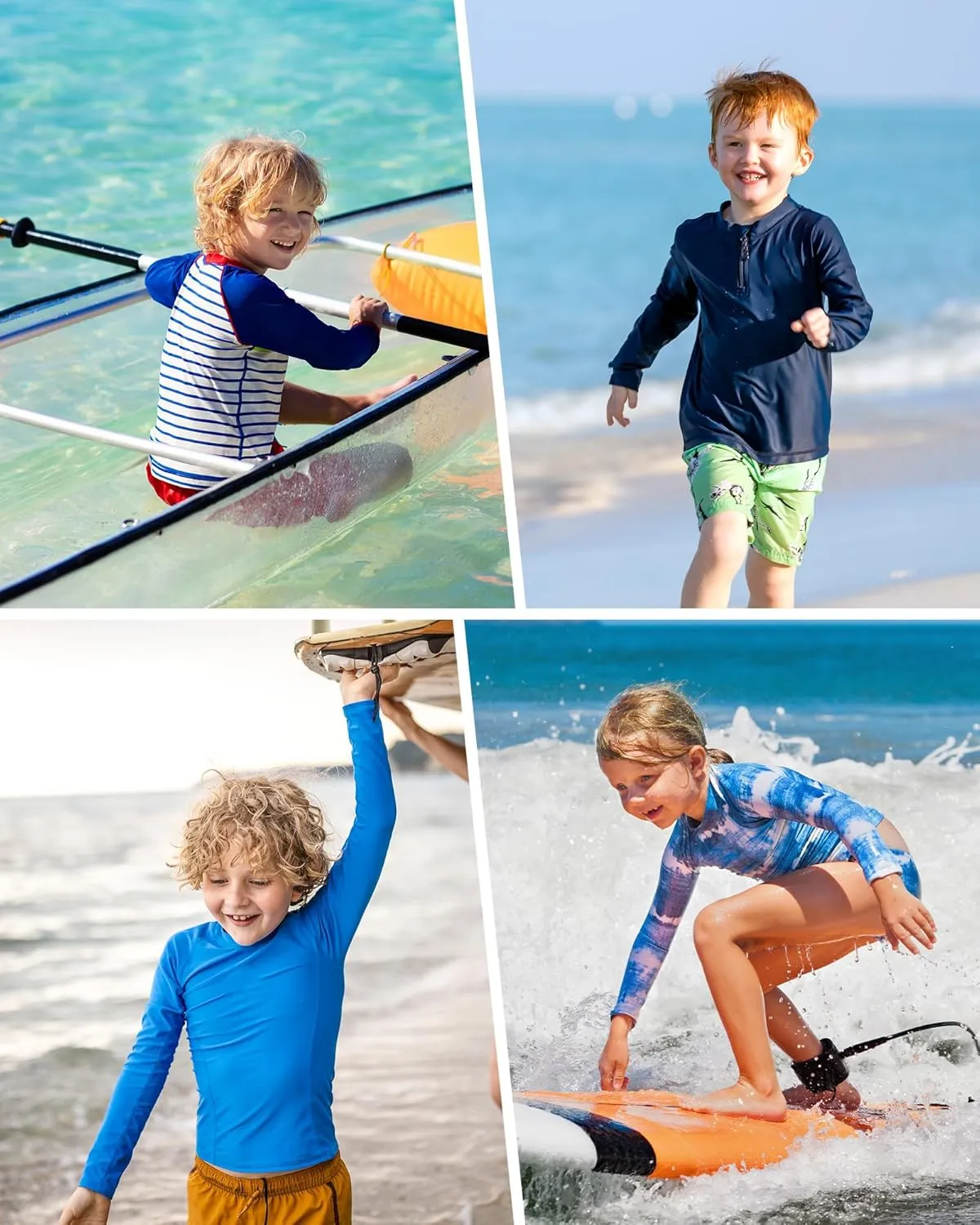 Boys Rash Guard Long Sleeve UPF 50  Kids Swim Shirts Youth Quick Dry Sun Water Shirt for Fishing