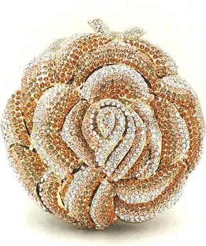 Bridal Wedding Party Purse Women Evening Party Rose Flower Clutches Crystal Small Wallet (Color : E, Size : 1) (E 1)
