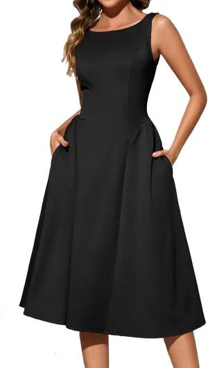 Bridesmay Women's Sleeveless Cocktail Party Dresses with Pockets 2025 A-Line Semi Formal Wedding Guest Dress