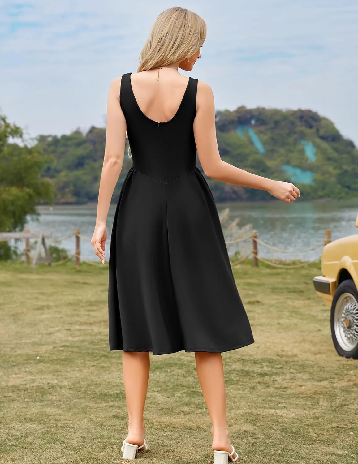 Bridesmay Women's Sleeveless Cocktail Party Dresses with Pockets 2025 A-Line Semi Formal Wedding Guest Dress