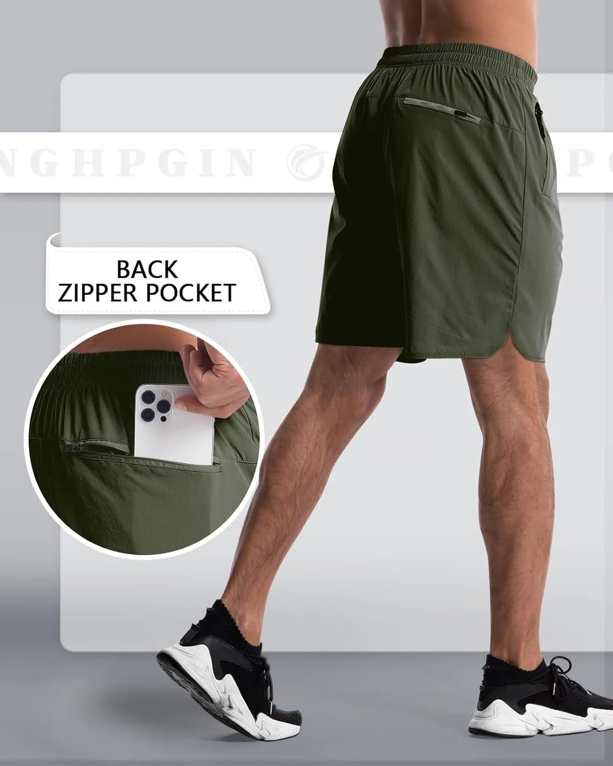 CANGHPGIN 2 Pack Mens Workout Athletic Shorts 7 inch Inseam Quick Dry Hiking Shorts Men Lightweight Sports Gym Shorts Running