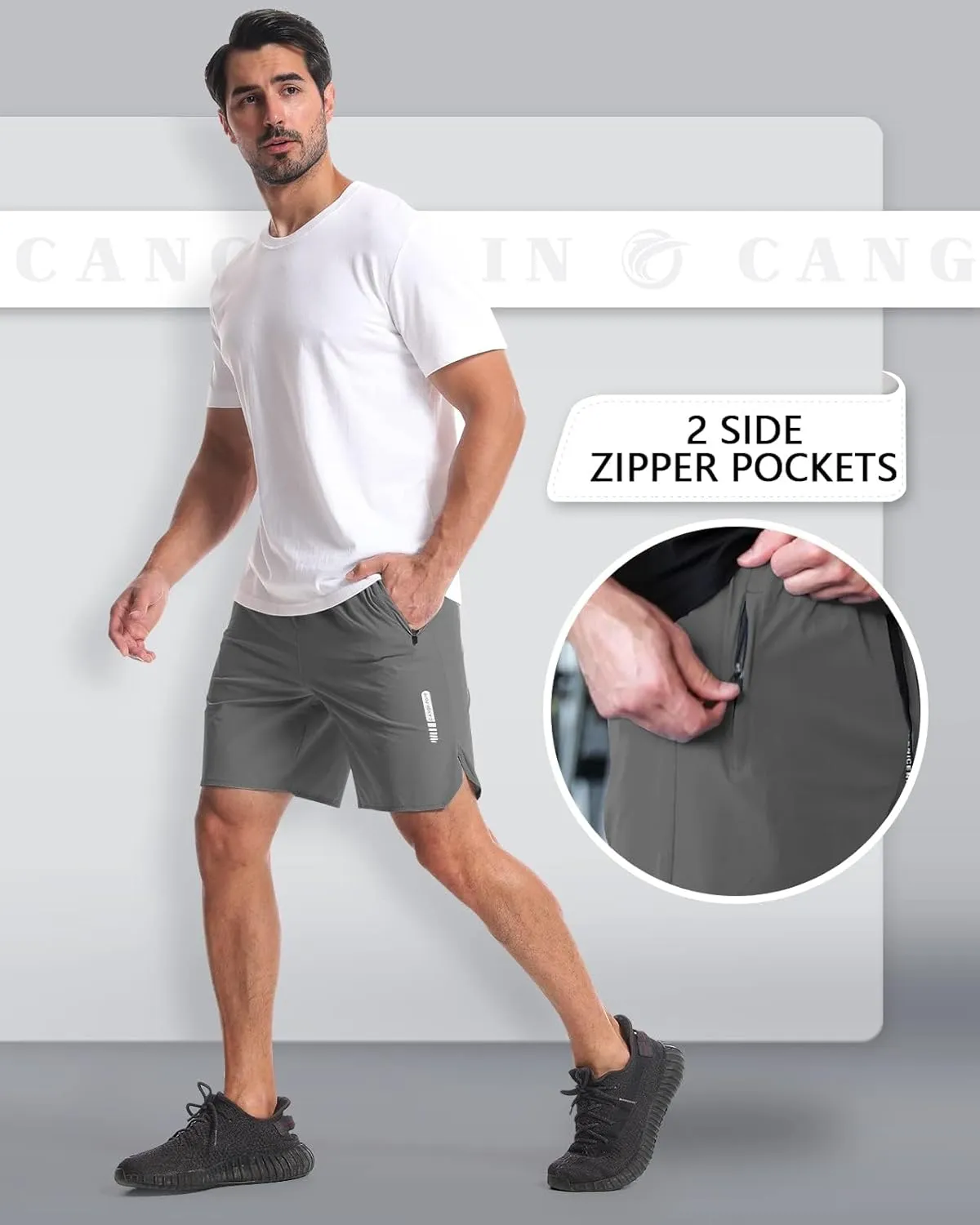 CANGHPGIN 2 Pack Mens Workout Athletic Shorts 7 inch Inseam Quick Dry Hiking Shorts Men Lightweight Sports Gym Shorts Running