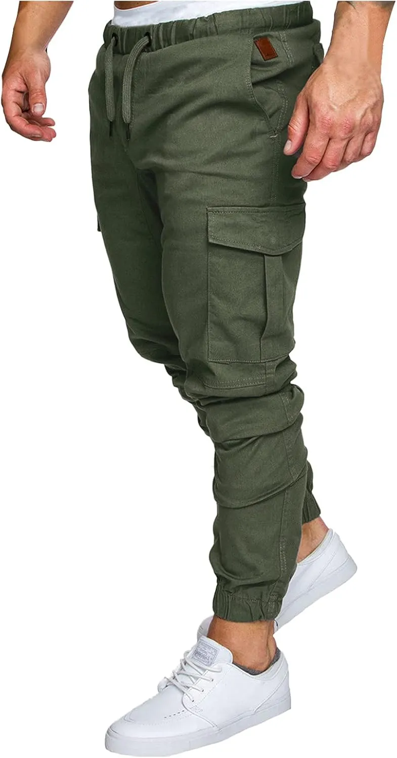 Cargo Pants for Men,Mens Joggers Slim Fit Chino Cargo Pants Outdoor Fashion Casual Athletics Pants Harem Pants